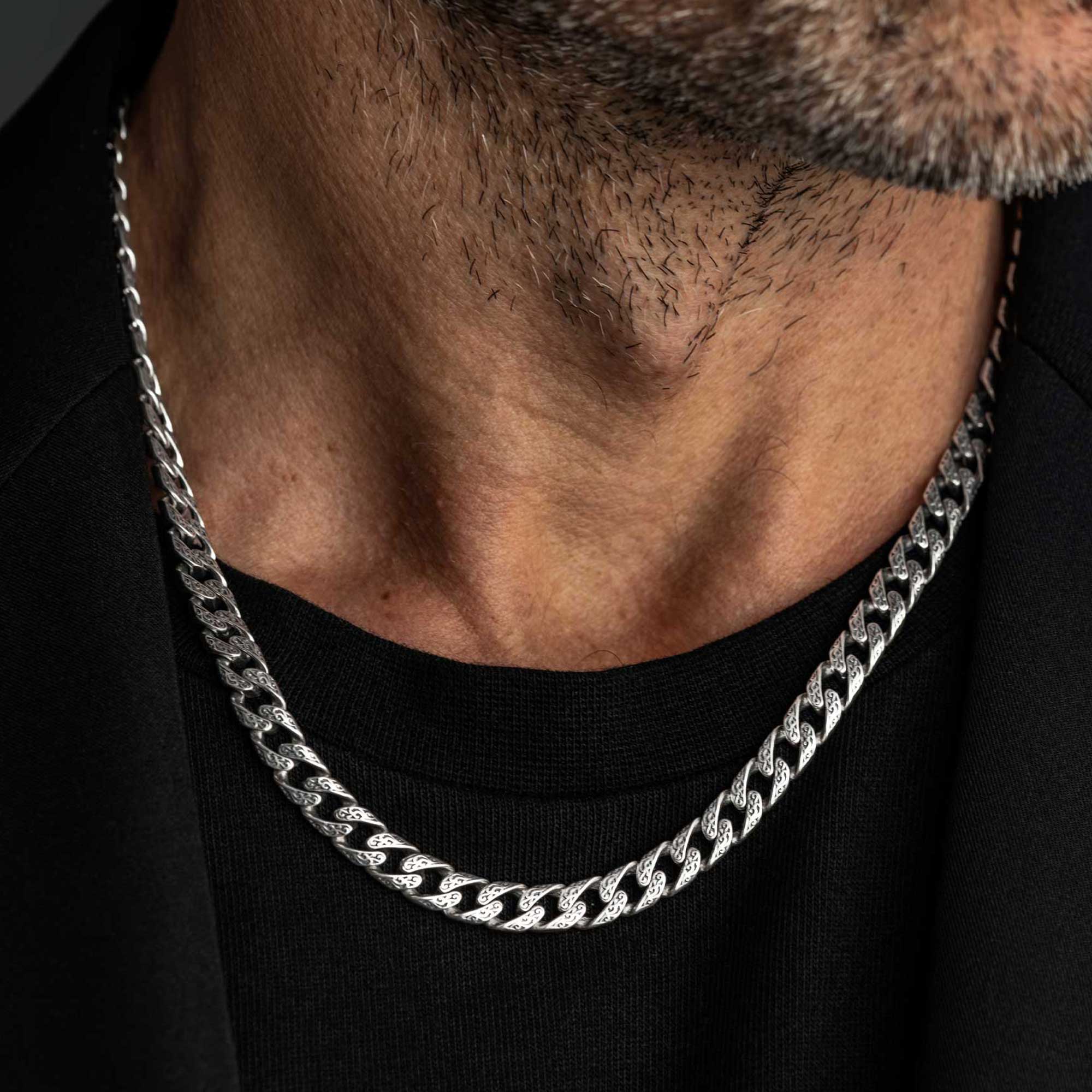 Sterling Silver Engraved Curb Chain - Fulda | Ronatelli