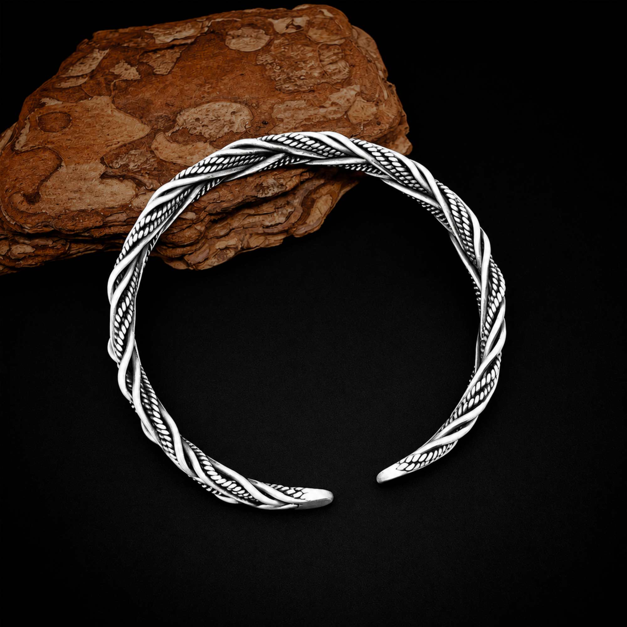 Men's Twisted Cuff Bracelet - 925 Sterling Silver